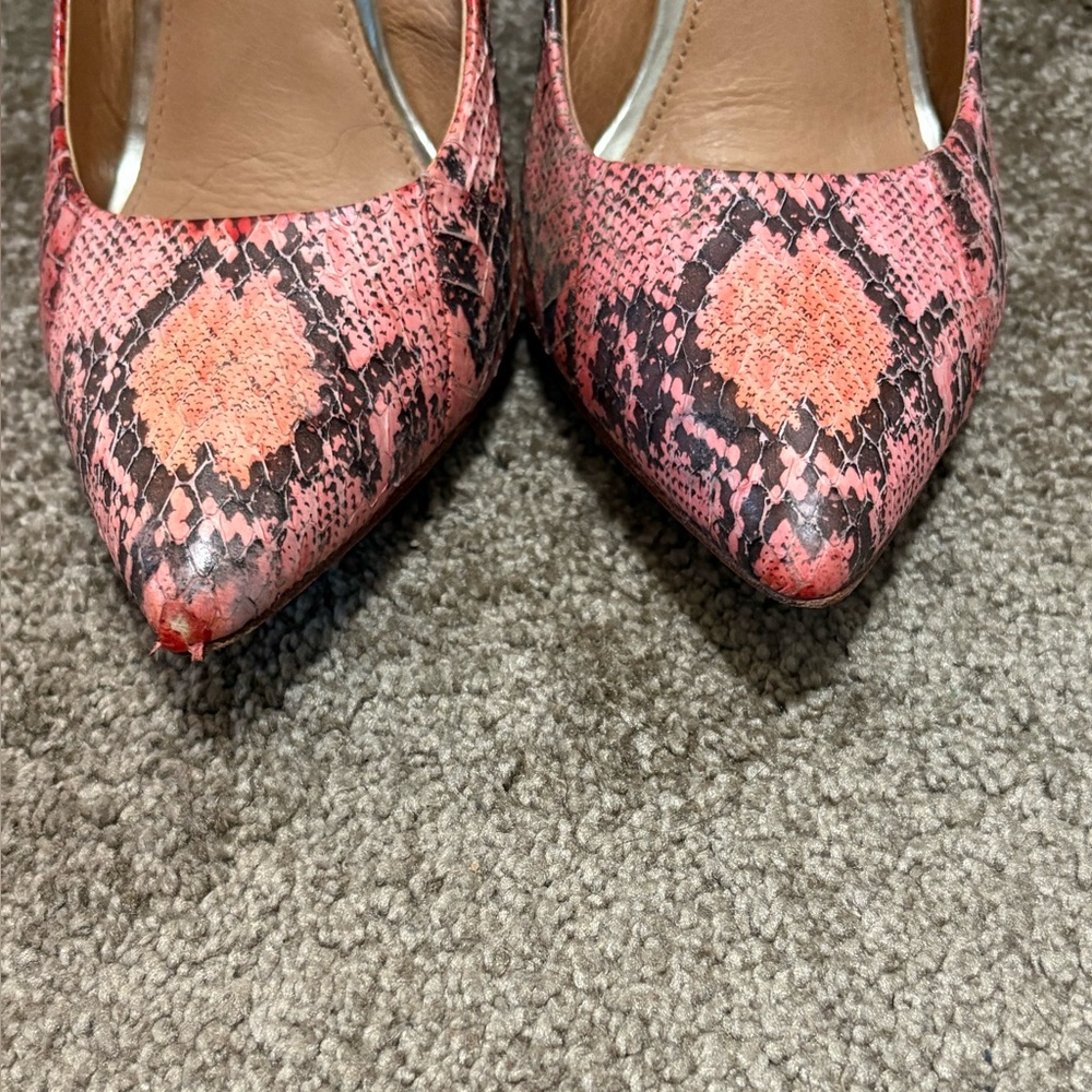 Coach Two Tones Orange and Pink Snakeskin Women's Heels - Picture 6 of 7